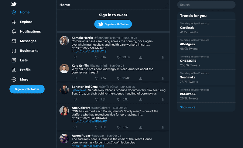 Twitterish React Home Page